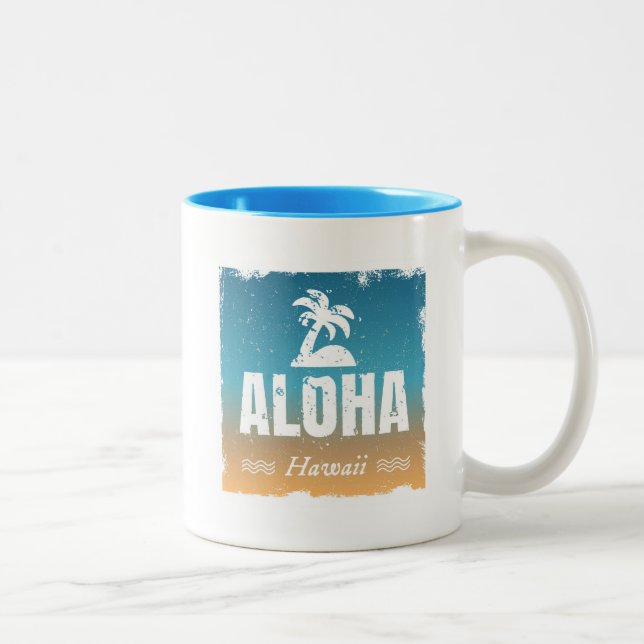 Caneca De Café Em Dois Tons Aloha Havaí retro (Direita)
