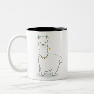 Caneca De Café Em Dois Tons Alpaca bonito do lama