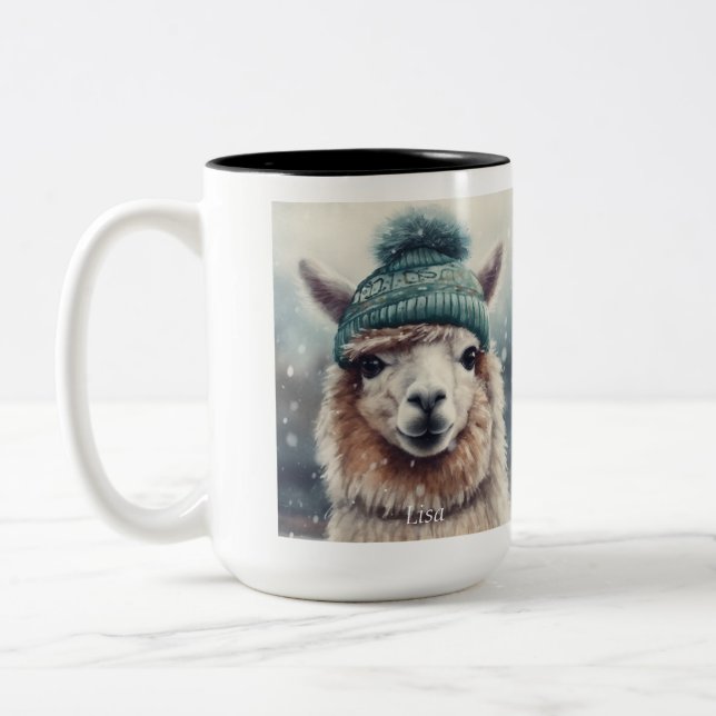 Caneca De Café Em Dois Tons Alpaca Doce Inverno (Esquerda)