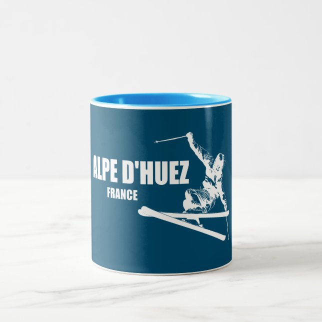 Caneca De Café Em Dois Tons Alpe d’Huez France Skier (Centro)