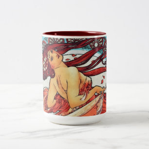 Caneca De Café Em Dois Tons Alphonse Mucha Dance Vintage Art Nouveau Painting
