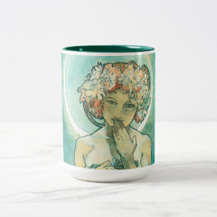 Caneca De Café Em Dois Tons Alphonse Mucha Moonlight Clair De Lune Art Nouveau