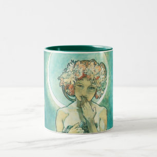 Caneca De Café Em Dois Tons Alphonse Mucha Moonlight Clair De Lune Art Nouveau