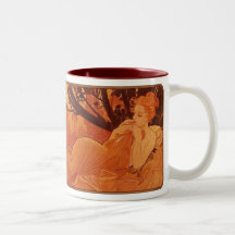 Alphonse Mucha Nouveau Reclinando Lady Café Mug