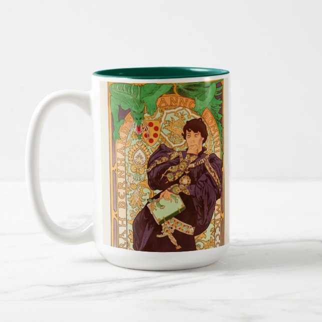 Caneca De Café Em Dois Tons Alphonse Mucha Prince e Dragon (Esquerda)