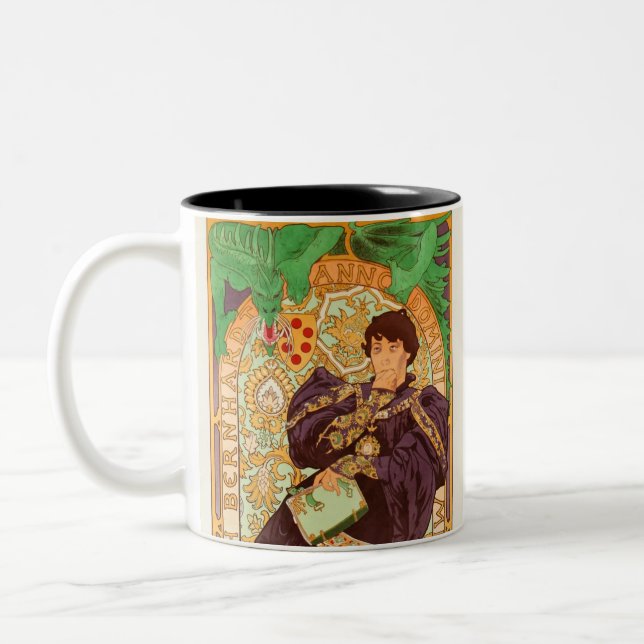 Caneca De Café Em Dois Tons Alphonse Mucha Prince e Dragon (Esquerda)