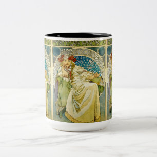 Caneca De Café Em Dois Tons Alphonse Mucha Princess Hyacinth Art Nouveau