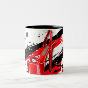 Caneca De Café Em Dois Tons Altos saltos altos preto, vermelho e branco