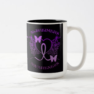 Caneca De Café Em Dois Tons Alzheimer Consciência Borboletas Roxas Mug 2