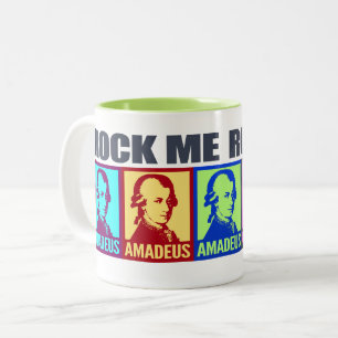 Caneca De Café Em Dois Tons Amadeus Mozart Rock Me Colorida Pop Art