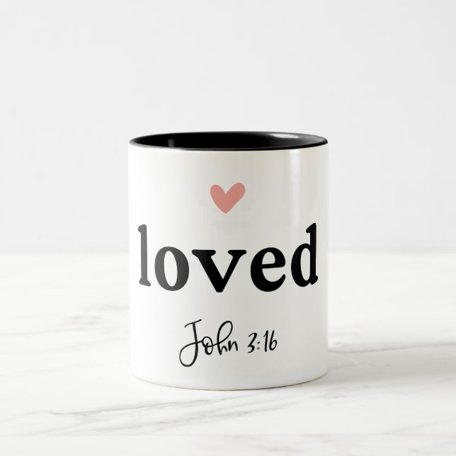 Caneca De Café Em Dois Tons Amado John 3:16 Bíblia Verse (Centro)
