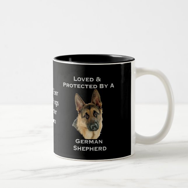 Caneca De Café Em Dois Tons Amado & protegido por um german shepherd (Direita)