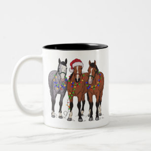 Caneca De Café Em Dois Tons Amante de Cavalos Natal Fazenda Amante de Animais