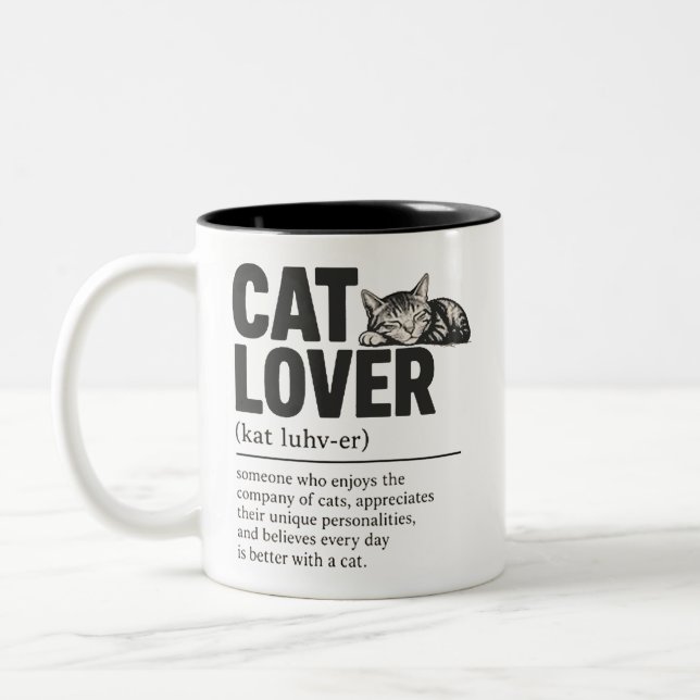 Caneca De Café Em Dois Tons Amante de Gatos (Esquerda)