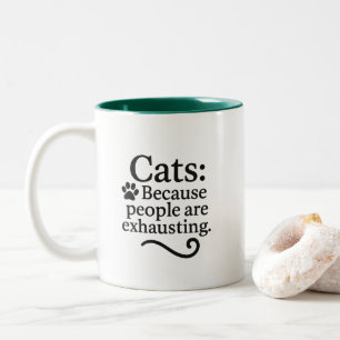 Caneca De Café Em Dois Tons Amante de Gatos Introvertido Engraçado