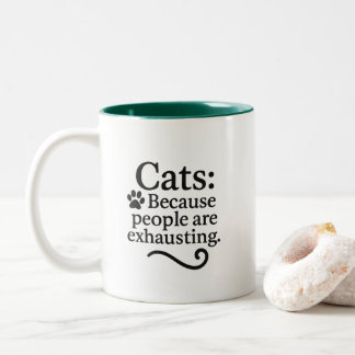 Caneca De Café Em Dois Tons Amante de Gatos Introvertido Engraçado