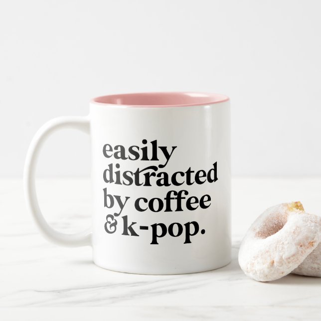 Caneca De Café Em Dois Tons Amante de K-pop (Com Donut)