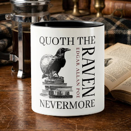 Caneca De Café Em Dois Tons Amante de Livros Literários Quoth The Raven Neverm