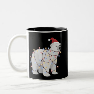 Caneca De Café Em Dois Tons Amante de Luzes de Natal de Urso Polar Engraçado 