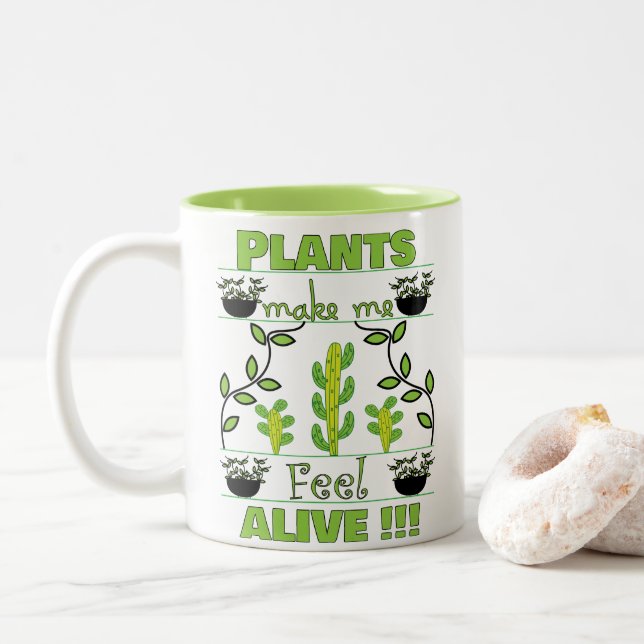 Caneca De Café Em Dois Tons Amante de Plantas (Com Donut)