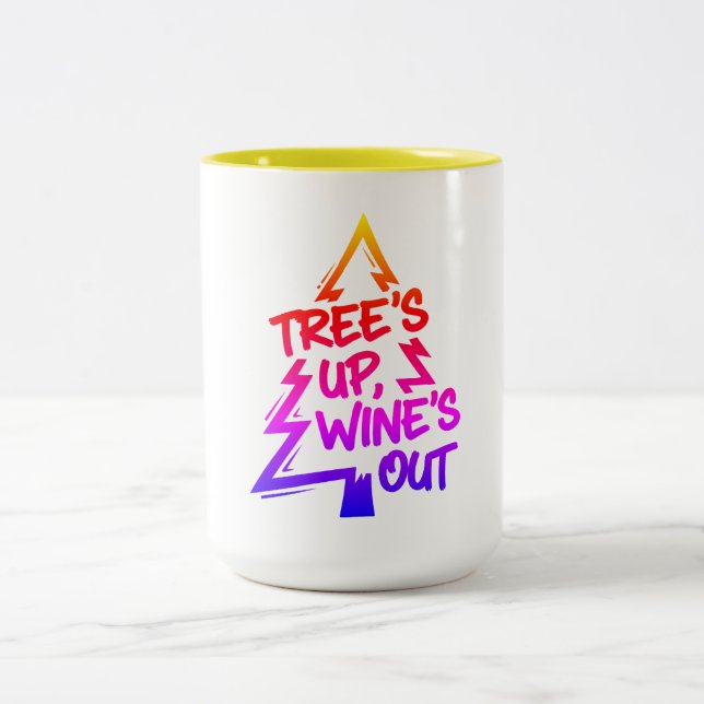 Caneca De Café Em Dois Tons Amante de Vinho de Árvore de Natal (Centro)