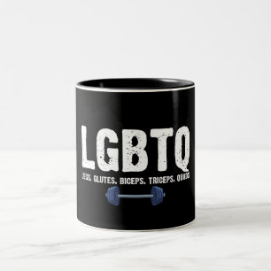 Caneca De Café Em Dois Tons Amante do Ginásio LGBTQ Pernas Glúteos Bíceps Tríc