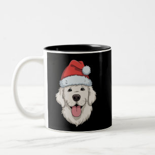 Caneca De Café Em Dois Tons Amante do Retriever Dourado Creme Chapéu de Natal 