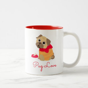 Caneca De Café Em Dois Tons Amante dos animais bonito do pug do cão do Pug