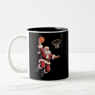 Caneca De Café Em Dois Tons Amante dos Esportes Basquetebol de Natal Papai Noe