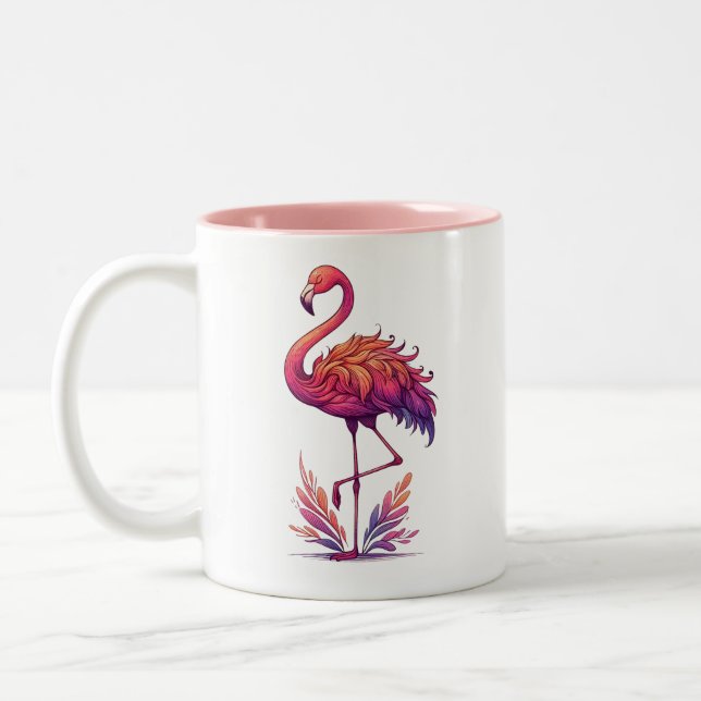 Caneca De Café Em Dois Tons Amante Flamingo (Esquerda)