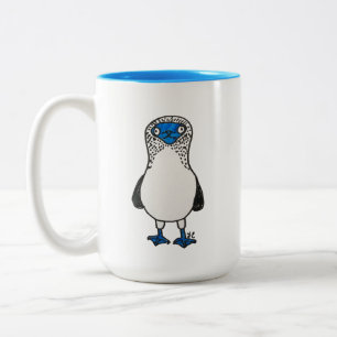 Caneca De Café Em Dois Tons Amante pagado azul do pássaro de Galápagos do