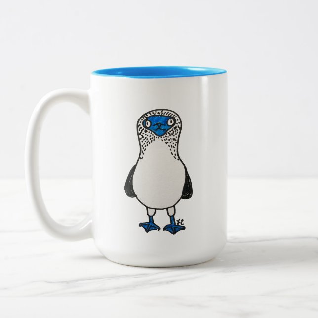 Caneca De Café Em Dois Tons Amante pagado azul do pássaro de Galápagos do (Esquerda)
