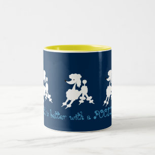 Caneca De Café Em Dois Tons Amantes brancos da caniche