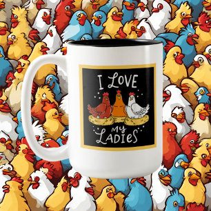 Caneca De Café Em Dois Tons amantes de frango bonitos adicionam monograma