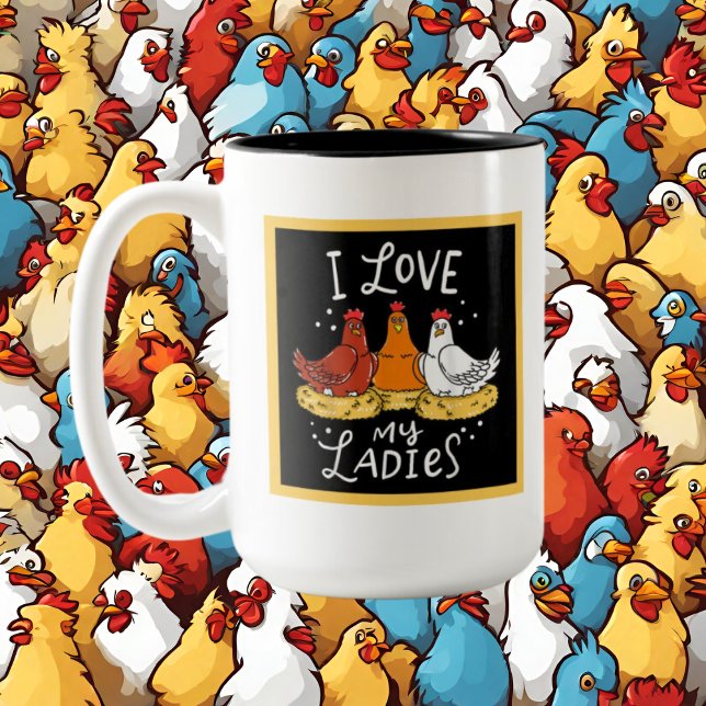 Caneca De Café Em Dois Tons amantes de frango bonitos adicionam monograma (Criador carregado)