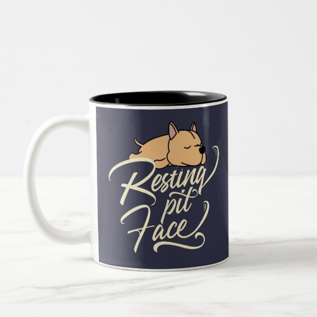 Caneca De Café Em Dois Tons Amantes de Pitbull de Rosto de Poço Descansando (Esquerda)