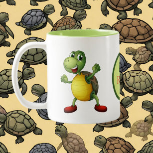 Caneca De Café Em Dois Tons Amantes de tartaruga cega adicionam monograma