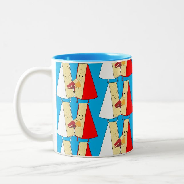 Caneca De Café Em Dois Tons Amantes de Vinho e Queijo (Esquerda)