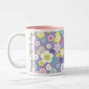 Caneca De Café Em Dois Tons Amar Botões de Costura Roxo