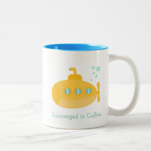 Caneca De Café Em Dois Tons Amável Submarino Amarelo Submerso Debaixo d'Água