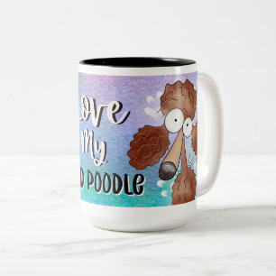Caneca De Café Em Dois Tons Ame Meu Cartoon Red Poodle 15oz