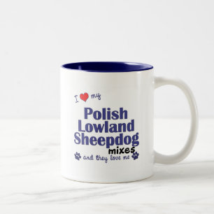 Caneca De Café Em Dois Tons Ame minhas misturas polonesas do Sheepdog da