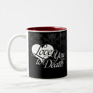 Caneca De Café Em Dois Tons Ame-o à morte - damasco gótico preto