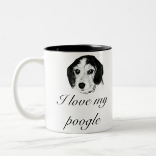 Caneca De Café Em Dois Tons Ame o meu poogle 