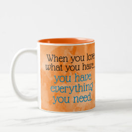 Caneca De Café Em Dois Tons Ame O Que Você Tem Motivação Grata Laranja