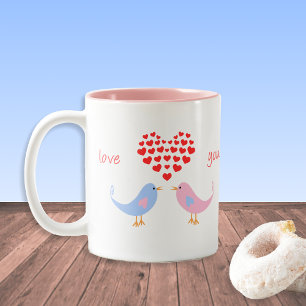 Caneca De Café Em Dois Tons Ame-o uns lovebirds mais românticos