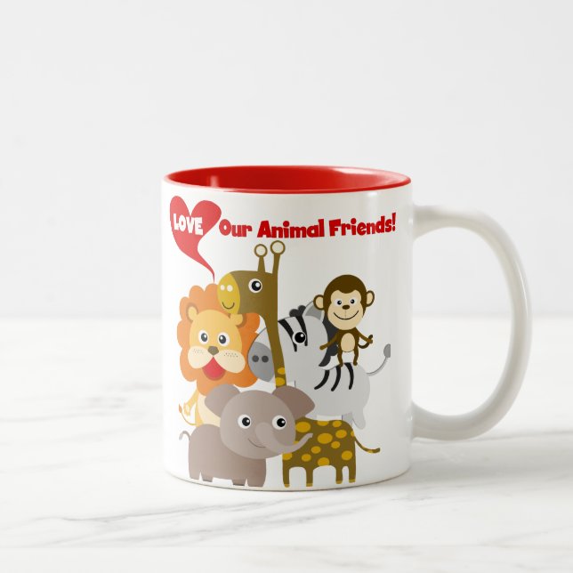 Caneca De Café Em Dois Tons Ame Os Nossos Amigos Animais (Direita)