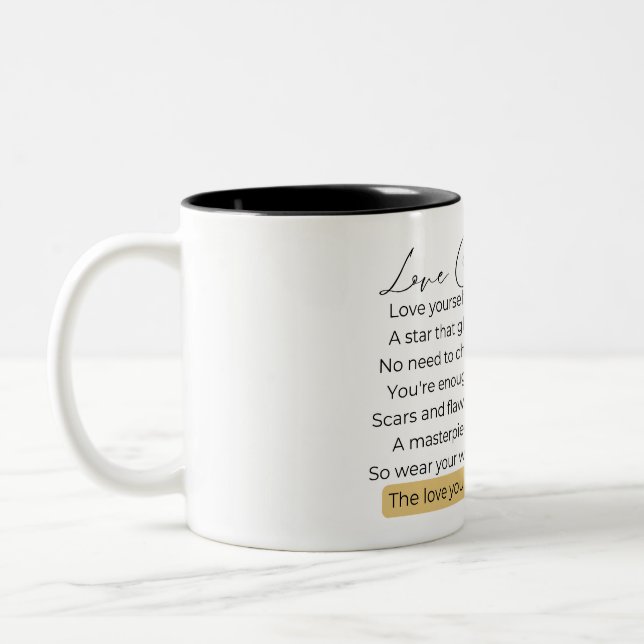 Caneca De Café Em Dois Tons Ame-se primeiro (Esquerda)