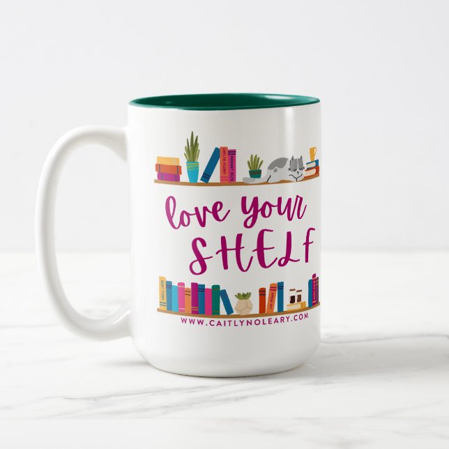 Caneca De Café Em Dois Tons Ame Sua Prateleira Mug (Esquerda)