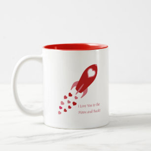 Caneca De Café Em Dois Tons Ame-te à Lua e à Nave do Foguete